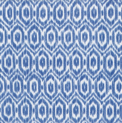 Caspari Amala Ikat Paper Cocktail Napkins - Blue/White Perspective: front