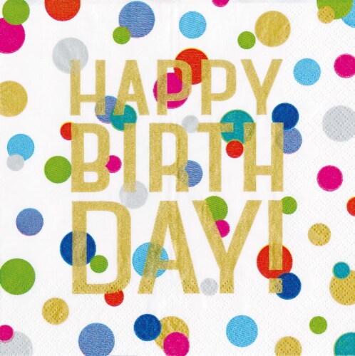 Caspari Confetti Happy Birthday Lunch Napkins Perspective: front