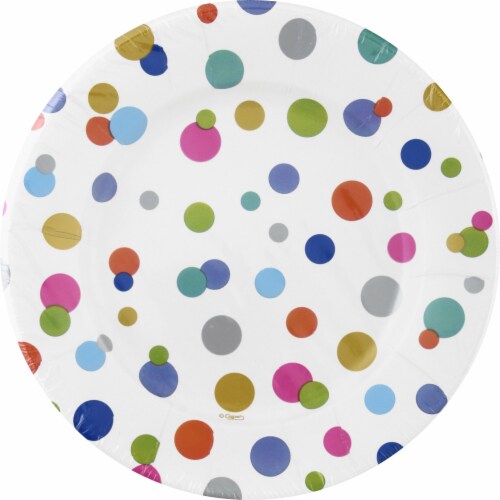 Caspari Salad Paper Plates - Bright Confetti Perspective: front