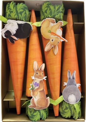 Caspari Bunnies & Carrots Crackers - Orange Perspective: front