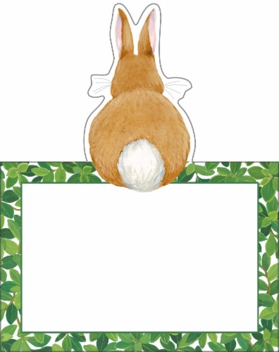 Caspari Bunnies and Boxwood Die-Cut Place Cards Perspective: front