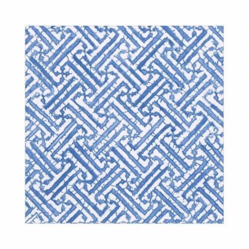 Caspari® Fretwork Paper Luncheon Napkins - Blue Perspective: front