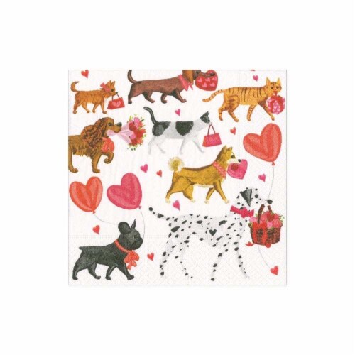 Caspari Valentine Parade Napkins Perspective: front