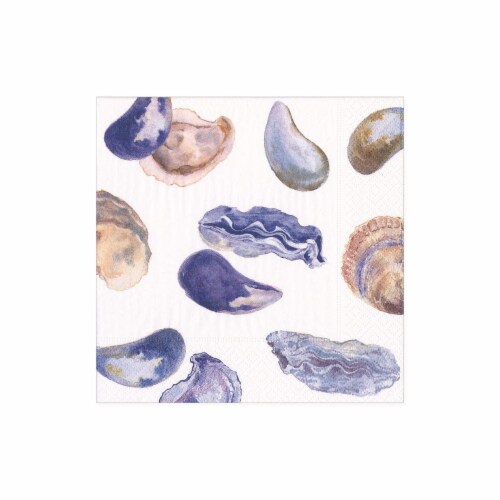 Caspari Oysters & Mussels Cocktail Napkins Perspective: front