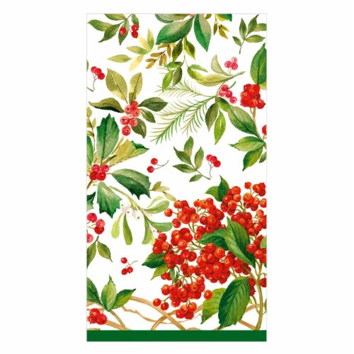 Caspari Holly Chintz Napkins - White Perspective: front