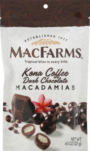 MacFarms® Kona Coffee Dark Chocolate Macadamias Perspective: front