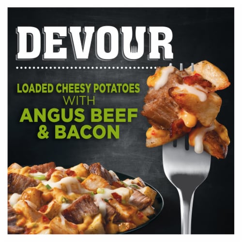DEVOUR Loaded Cheesy Potatoes with Angus Beef & Smoked Bacon Frozen Meal Perspective: front
