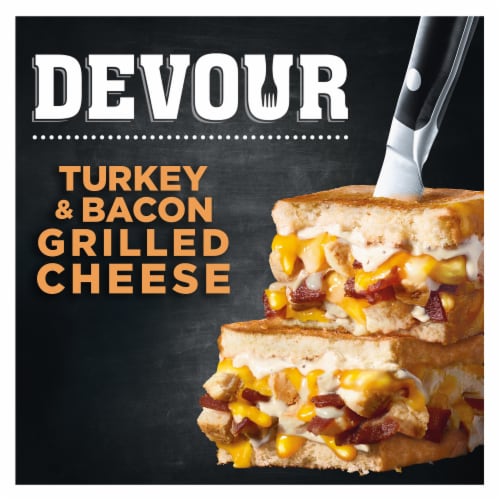 DEVOUR Turkey & Smoked Bacon with Ranch Grilled Cheese Frozen Meal Perspective: front