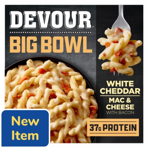 Devour Big Bowl White Cheddar Mac & Cheese with Bacon, Box Perspective: front