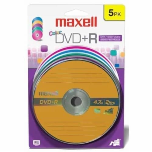 Maxell Color DVD-R Spindle 5 Pack Perspective: front