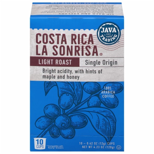 Java Trading Costa Rica La Sonrisa Single Serve Coffee Pods Perspective: front