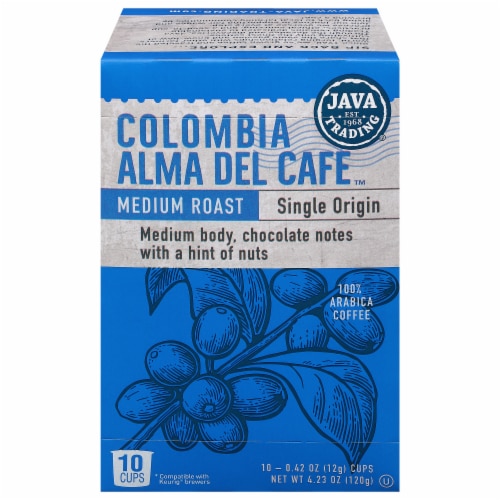 Java Trading Colombia Alma Del Cafe Single Serve Coffee Pods Perspective: front