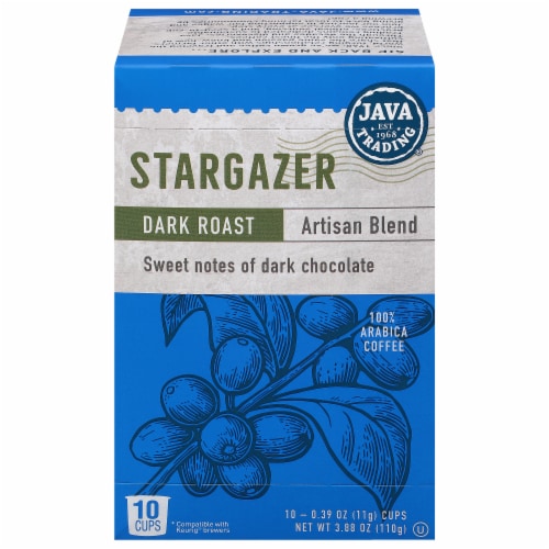 Java Trading Stargazer Dark Roast Single Serve Coffee Pods Perspective: front