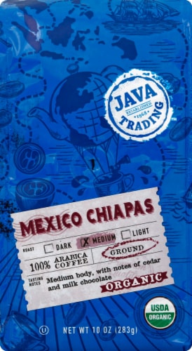 Java Trading Organic Mexico Chiapas Medium Ground Coffee Perspective: front
