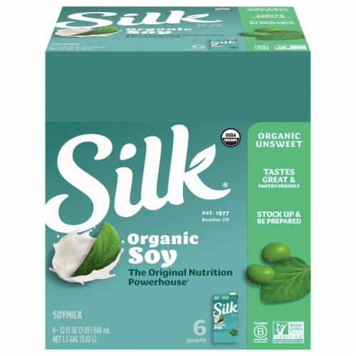 Silk Unsweetened Organic Soymilk Perspective: front