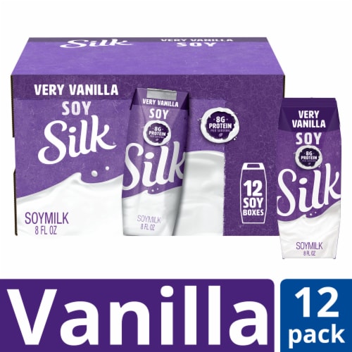Silk Dairy Free Shelf Stable Very Vanilla Soy Milk Perspective: front