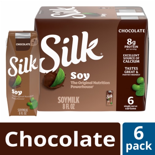 Silk Dairy Free Shelf Stable Chocolate Soy Milk Perspective: front