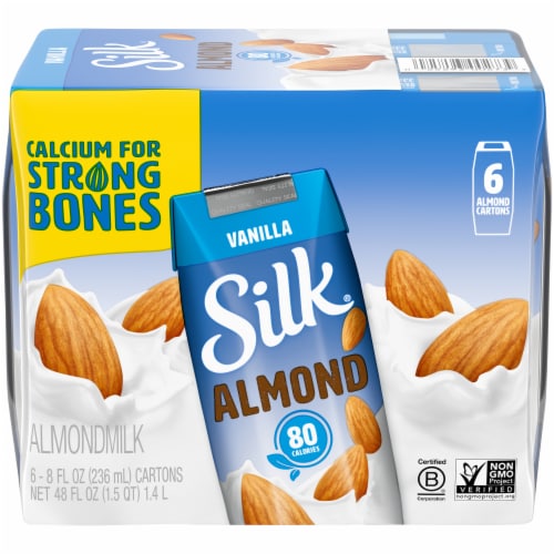 Silk Dairy Free Shelf Stable Vanilla Almond Milk Perspective: front