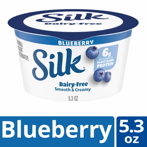 Silk Blueberry Dairy Free Soy Milk Yogurt Cup Perspective: front