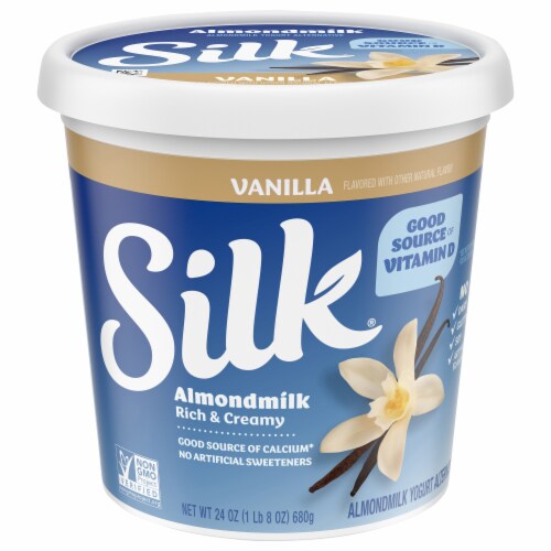 Silk® Dairy-Free Vanilla Almond Milk Yogurt Tub Perspective: front