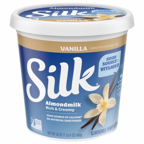 Silk® Dairy-Free Vanilla Almond Milk Yogurt Tub Perspective: front