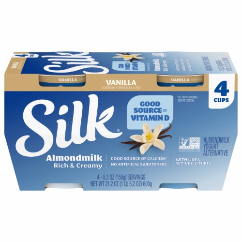 Silk Vanilla Almondmilk Yogurt Alternative 4 Count Perspective: front