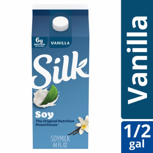 Silk Dairy Free Vanilla Soy Milk Half Gallon Perspective: front