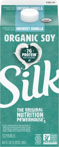 Silk Organic Unsweet Vanilla Soymilk Perspective: front