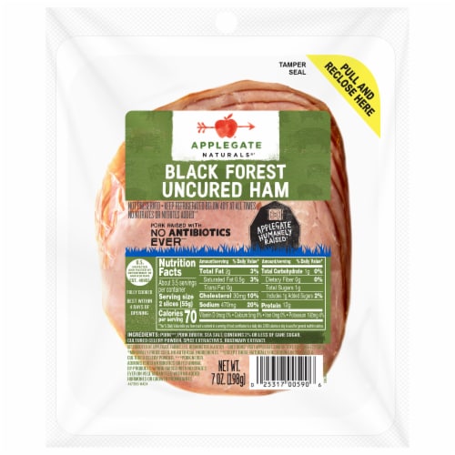 Applegate Natural Sliced Uncured Black Forest Ham Perspective: front