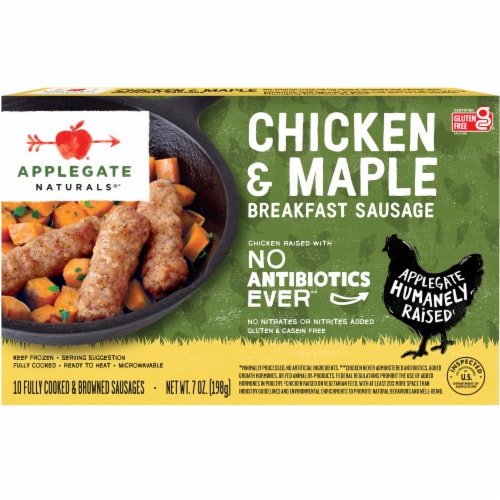 Applegate Natural Chicken & Maple Frozen Breakfast Sausage Perspective: front