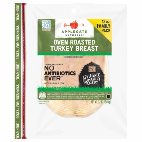 Applegate Natural Oven Roasted Turkey Breast Deli Meat Family Pack Perspective: front