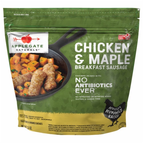 Applegate Natural Chicken & Maple Frozen Breakfast Sausage Perspective: front