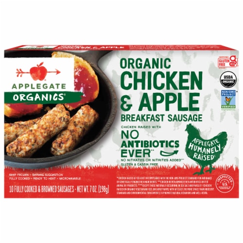 Applegate Organic Chicken & Apple Breakfast Sausage Perspective: front