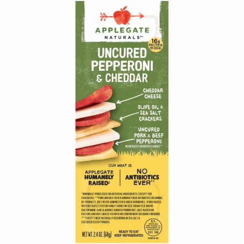Applegate Natural Uncured Pepperoni & Cheddar Snack Pack Perspective: front
