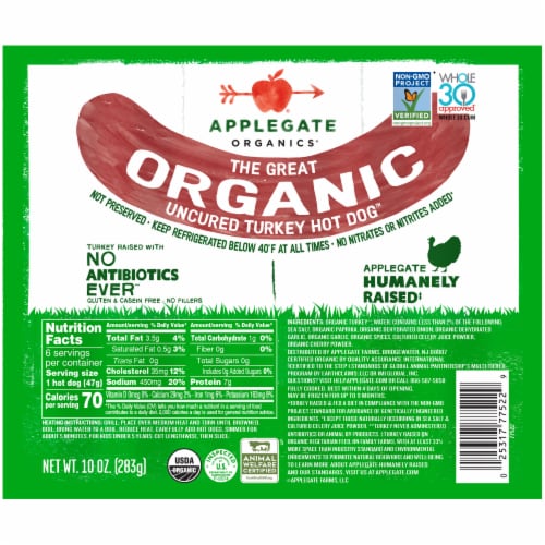 Products - Hot Dogs - The Great Organic Turkey Hot Dog - Applegate