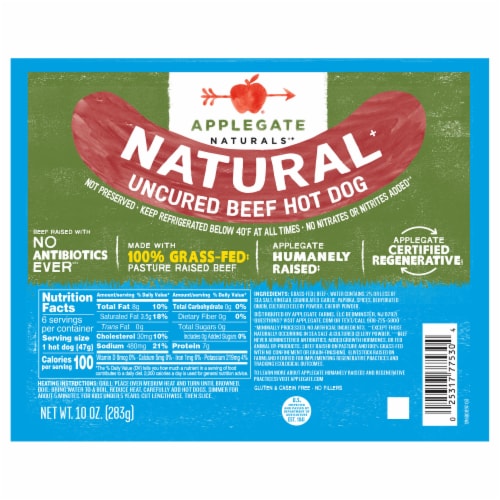 Applegate Natural Uncured Beef Hot Dog Perspective: front