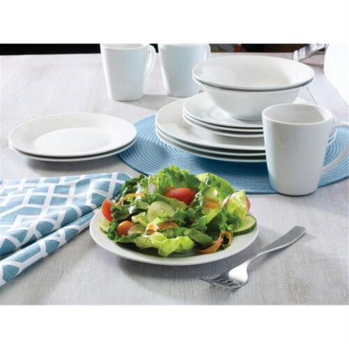 Pfaltzgraff White Porcelain Round Salad Plate, Pack of 12 Perspective: front