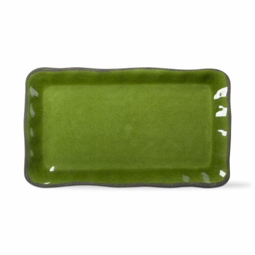 Veranda Melamine Rectangle Green Dinnerware Serving Tray Platter Perspective: front