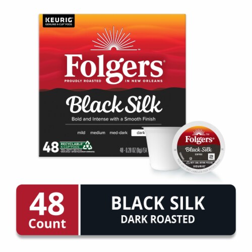 Folgers Black Silk, Dark Roast Coffee, Keurig K-Cup Pods Perspective: front