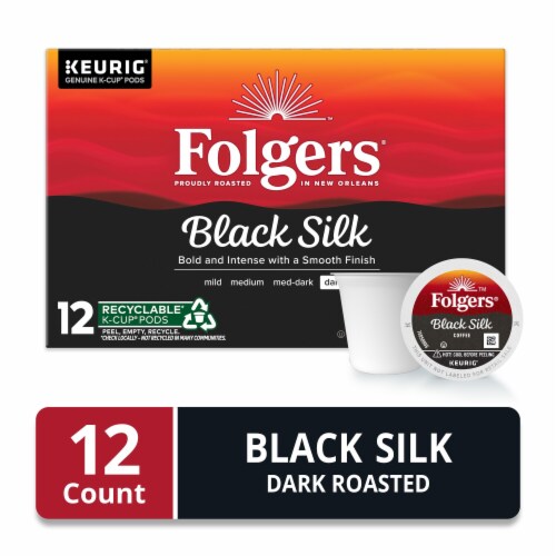 Folgers Black Silk, Dark Roast Coffee, Keurig K-Cups Perspective: front