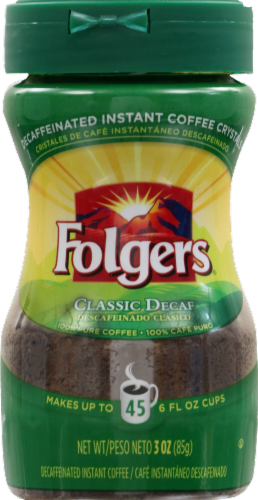 Folgers Classic Decaffeinated Instant Coffee Crystals Perspective: front