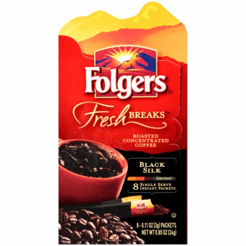 Folgers Fresh Breaks Black Silk Instant Coffee SingleServe Packets, 8