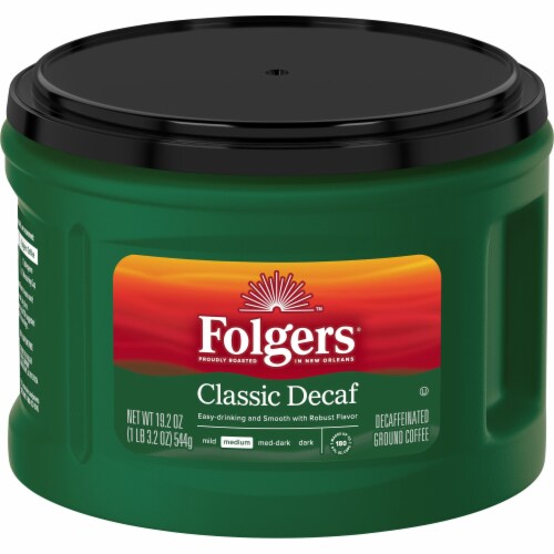 Folgers Classic Decaf Ground Coffee, Medium Roast Perspective: front