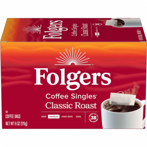 Folgers Coffee Singles Classic Roast Coffee Bags Perspective: front