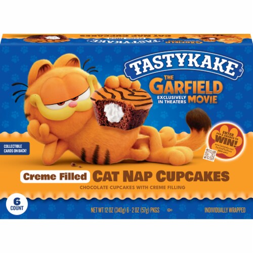 Tastykake Crème Filled Cat Nap Chocolate Cupkakes, Individually Wrapped Chocolate Cupcakes , 6 Count Perspective: front
