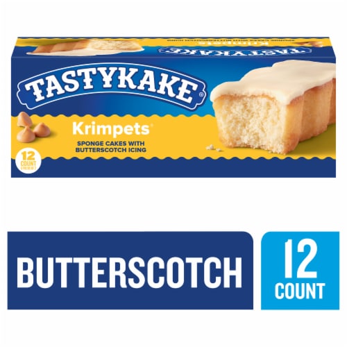 Tastykake Butterscotch Krimpets 6 Packs of 2 Sponge Cakes with Butterscotch Icing Perspective: front