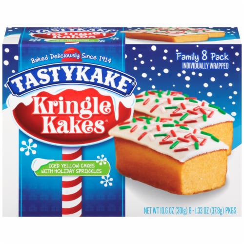 Tastykake® Kringle Kakes® Iced Yellow Cakes with Holiday Sprinkles Perspective: front