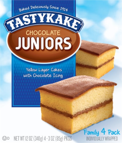 Tastykake Chocolate Juniors, Individually Wrapped Chocolate Iced Snack Cakes Perspective: front