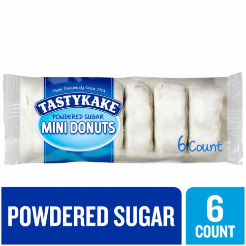 Tastykake Powdered Sugar Mini Donuts Portable Powdered Donuts Perspective: front