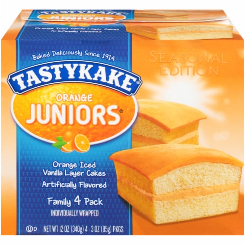 Tastykake® Orange Juniors® Iced Vanilla Layer Cakes Perspective: front